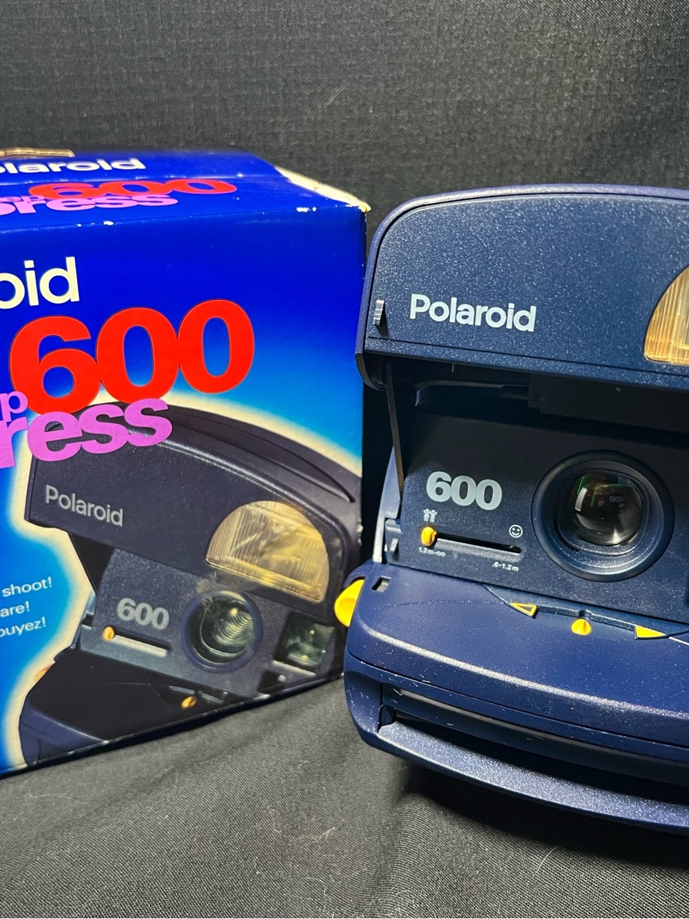 Polaroid 600 Instant Camera - Dark Blue with Yellow Accents